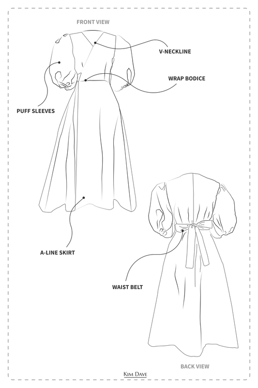 KIM DAVE WRAP DRESS PDF SEWING PATTERNS U.K. 4 - 22