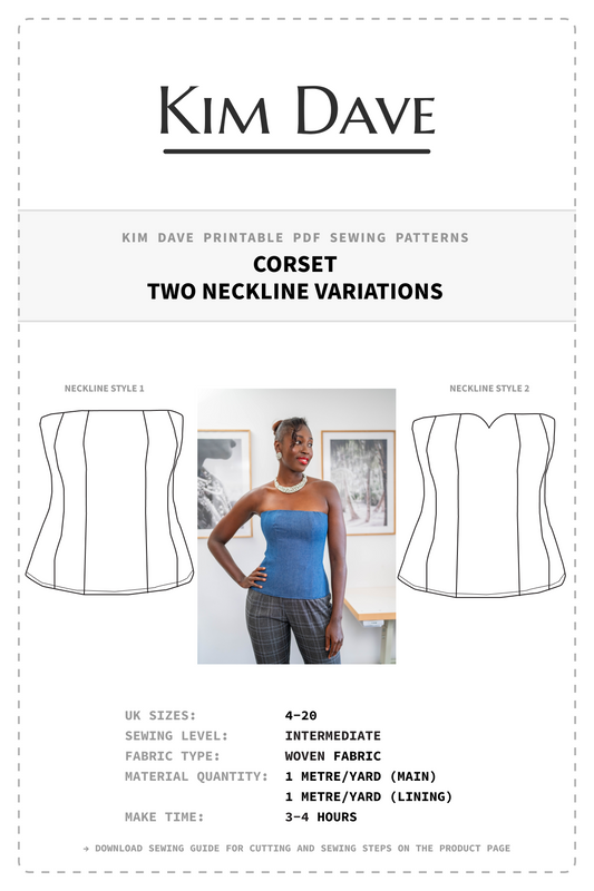KIM DAVE CORSET PDF SEWING PATTERNS U.K. 4 - 20