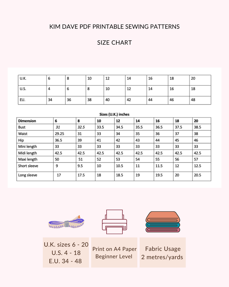 Off-Shoulder Bodycon Dress Printable Sewing Patterns U.K. Size 6 - 18