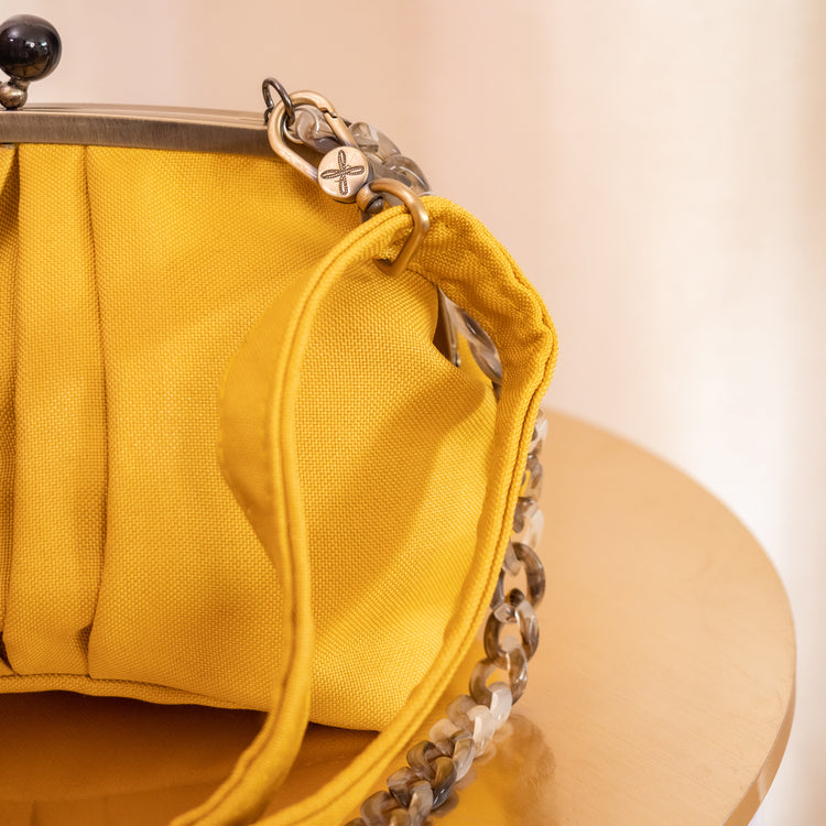 yellow fabric purse by kim dave