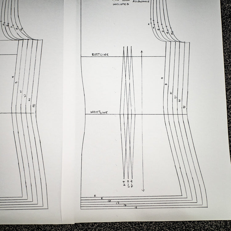 Graded Basic Bodice Pattern U.K. sizes 6 -16