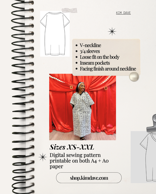 KIM DAVE BUBU/KAFTAN PDF SEWING PATTERNS SIZES XS-XXL