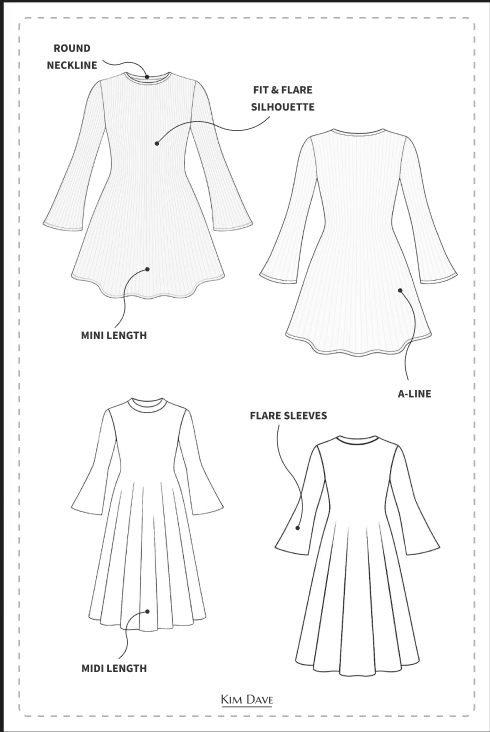 KIM DAVE JUMPER DRESS PDF SEWING PATTERN XS-XXL