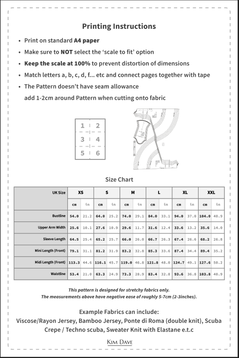 KIM DAVE JUMPER DRESS PDF SEWING PATTERN XS-XXL
