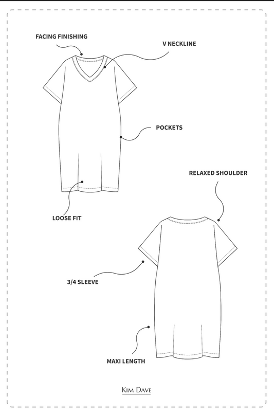 KIM DAVE BUBU/KAFTAN PDF SEWING PATTERNS SIZES XS-XXL (A4 + A0 formats)