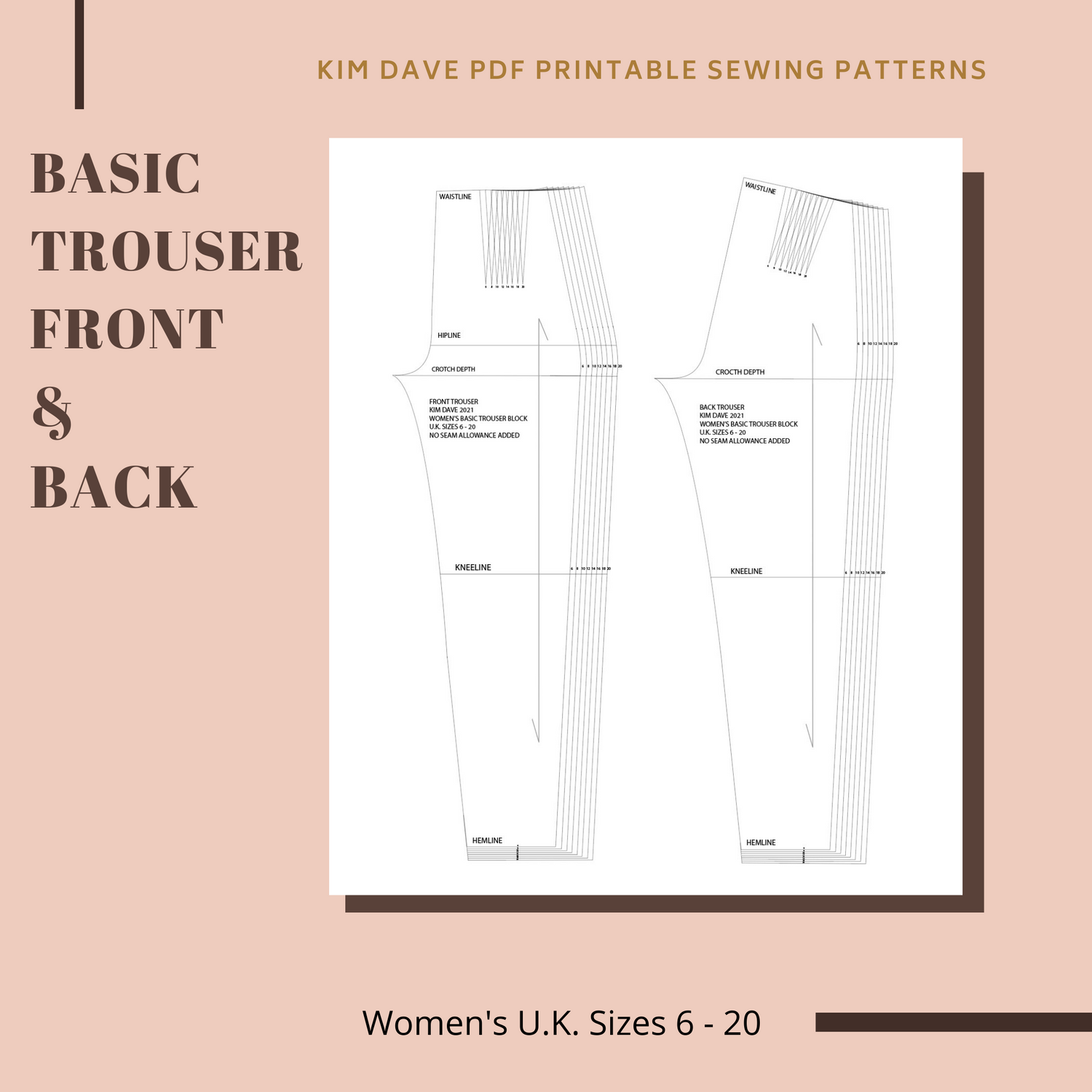 Buy Basic Men's Trouser Block Sloper Sewing Pattern Sizes 28-42 Download  PDF Online in India - Etsy