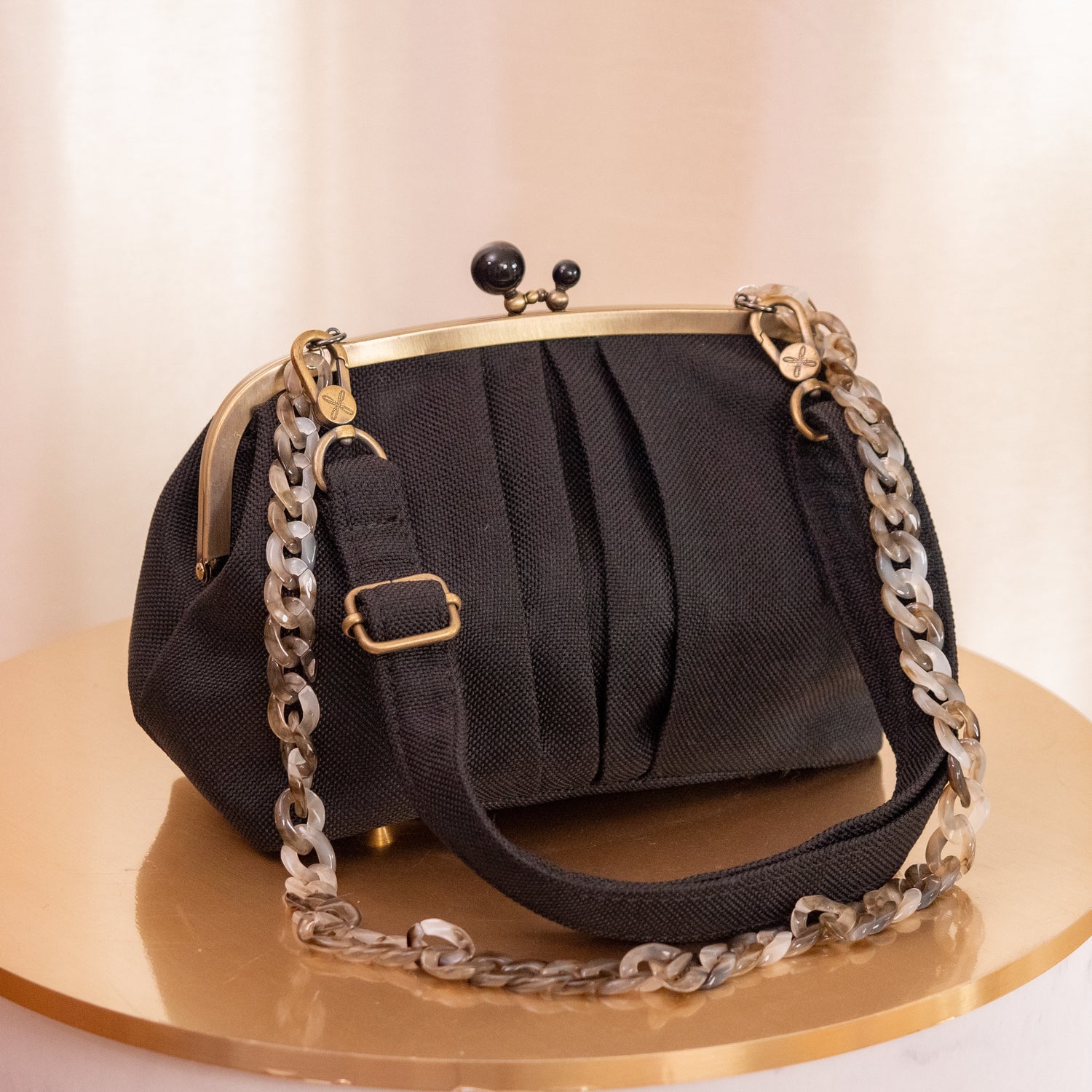 Gucci Vintage Black Cloth Handbag - Gem