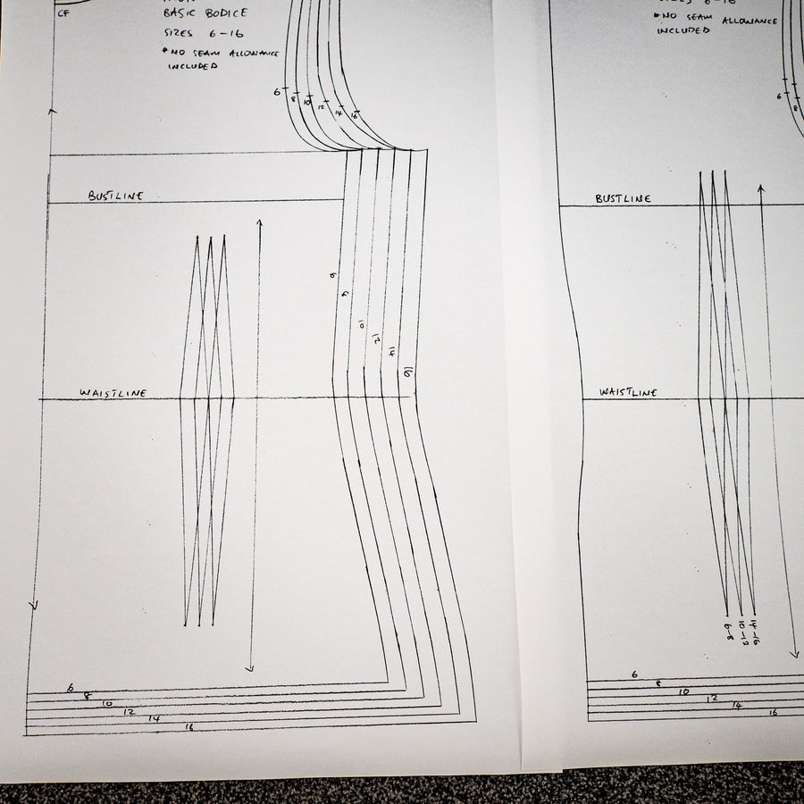 Graded Basic Bodice Pattern U.K. sizes 6 -16
